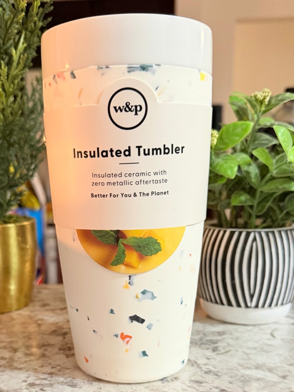 NWT W&P Porter Insulated Tumbler/ Travel Mug 20 oz in Cream Terrazzo - Picture 3 of 4